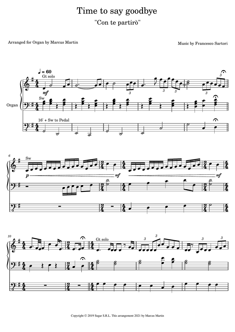Time To Say Goodbye Organ Solo scores gallery preview page 2