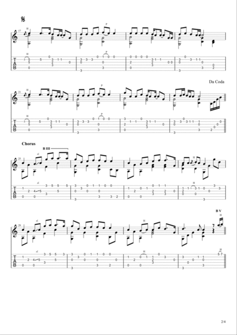 白月光与朱砂痣-指弹吉他乐谱 Electric Guitar scores gallery preview page 2