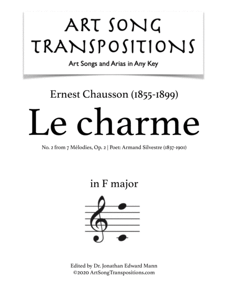 CHAUSSON: Le charme, Op. 2 no. 2 (transposed to F major)