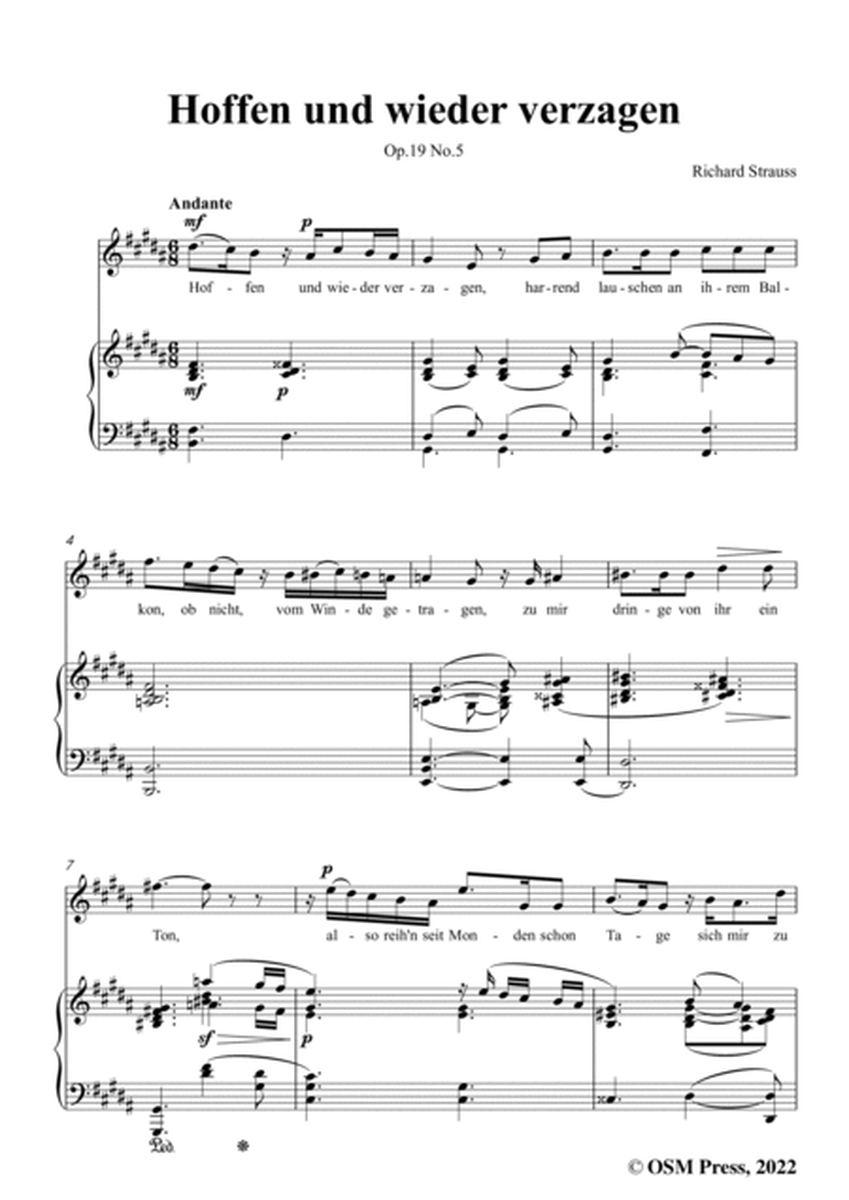 Richard Strauss-Hoffen und wieder verzagen,in B Major image number null