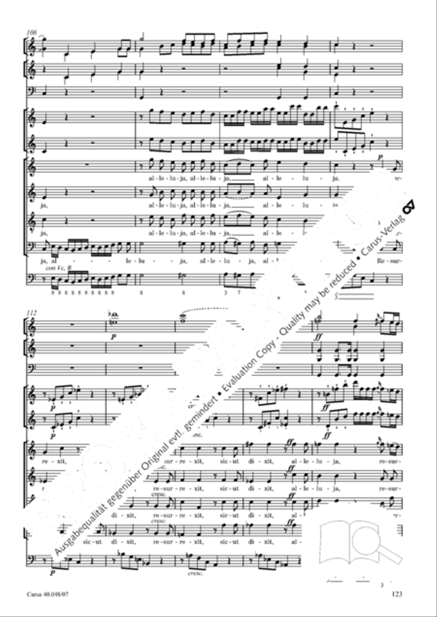 Regina coeli in B-Flat Major, K. 127 4-Part scores gallery preview page 124