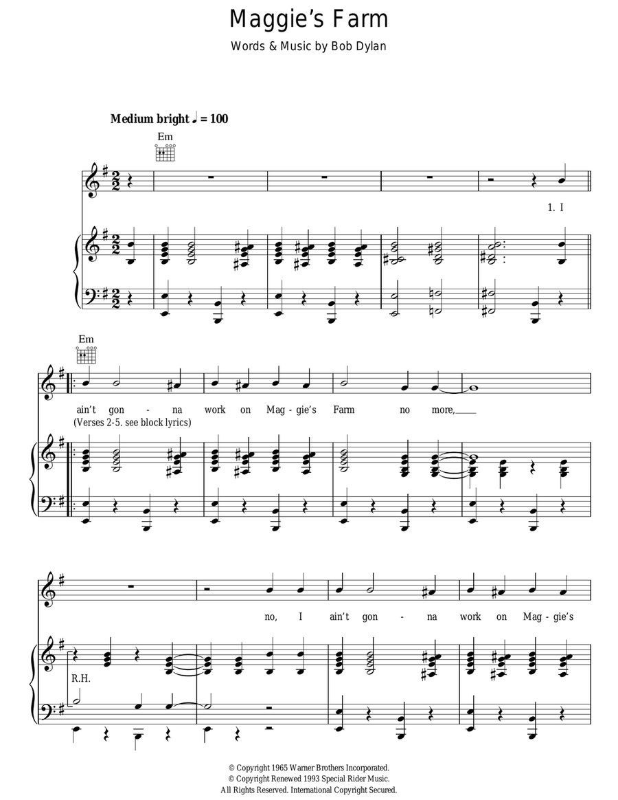 Maggie's Farm Maggie's Farm Acoustic Guitar scores gallery preview page 1