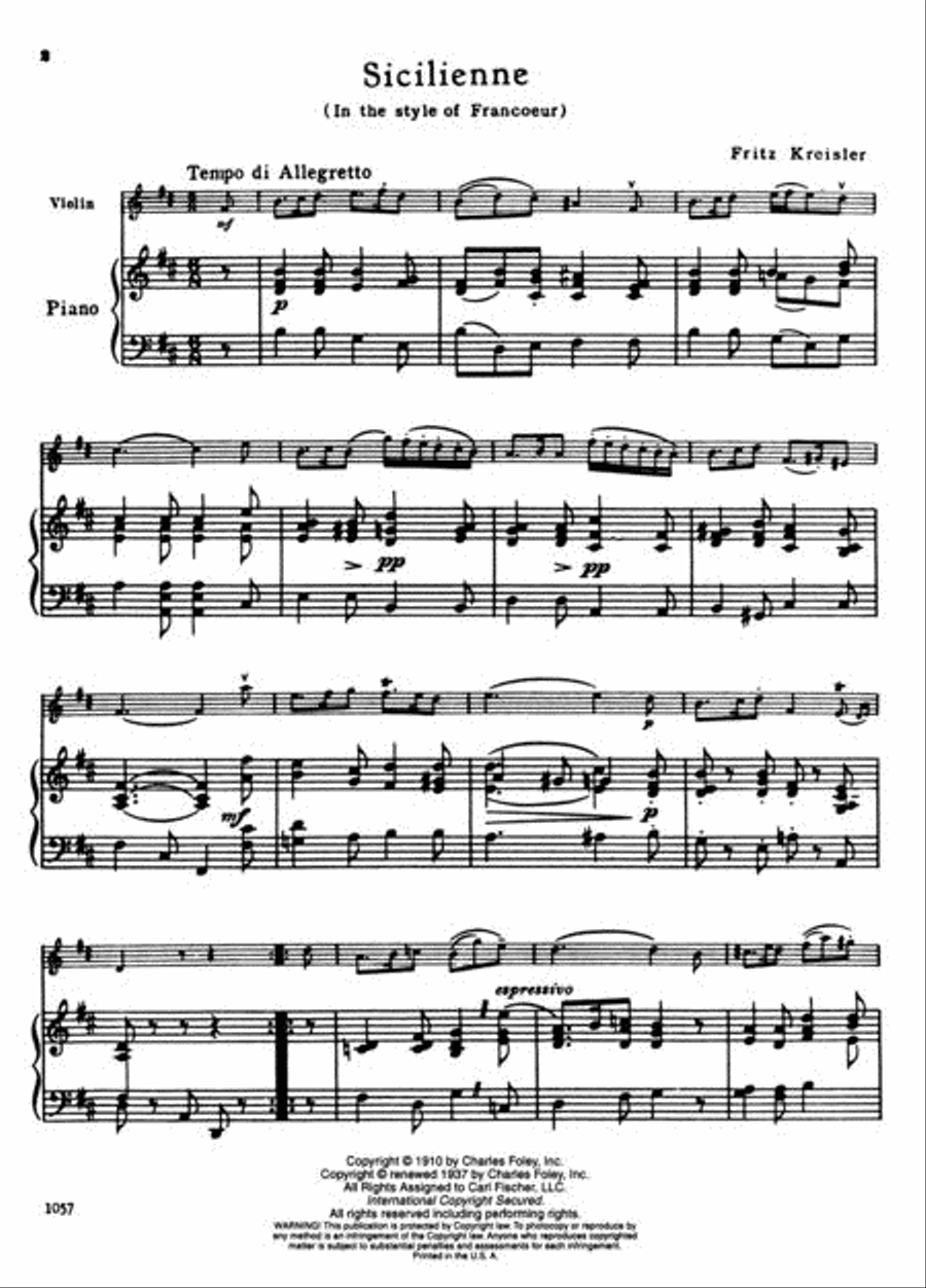 Sicilienne And Rigaudon Violin Solo scores gallery preview page 2
