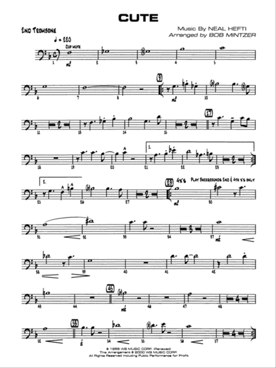Cute: 2nd Trombone Jazz Ensemble scores gallery preview page 1