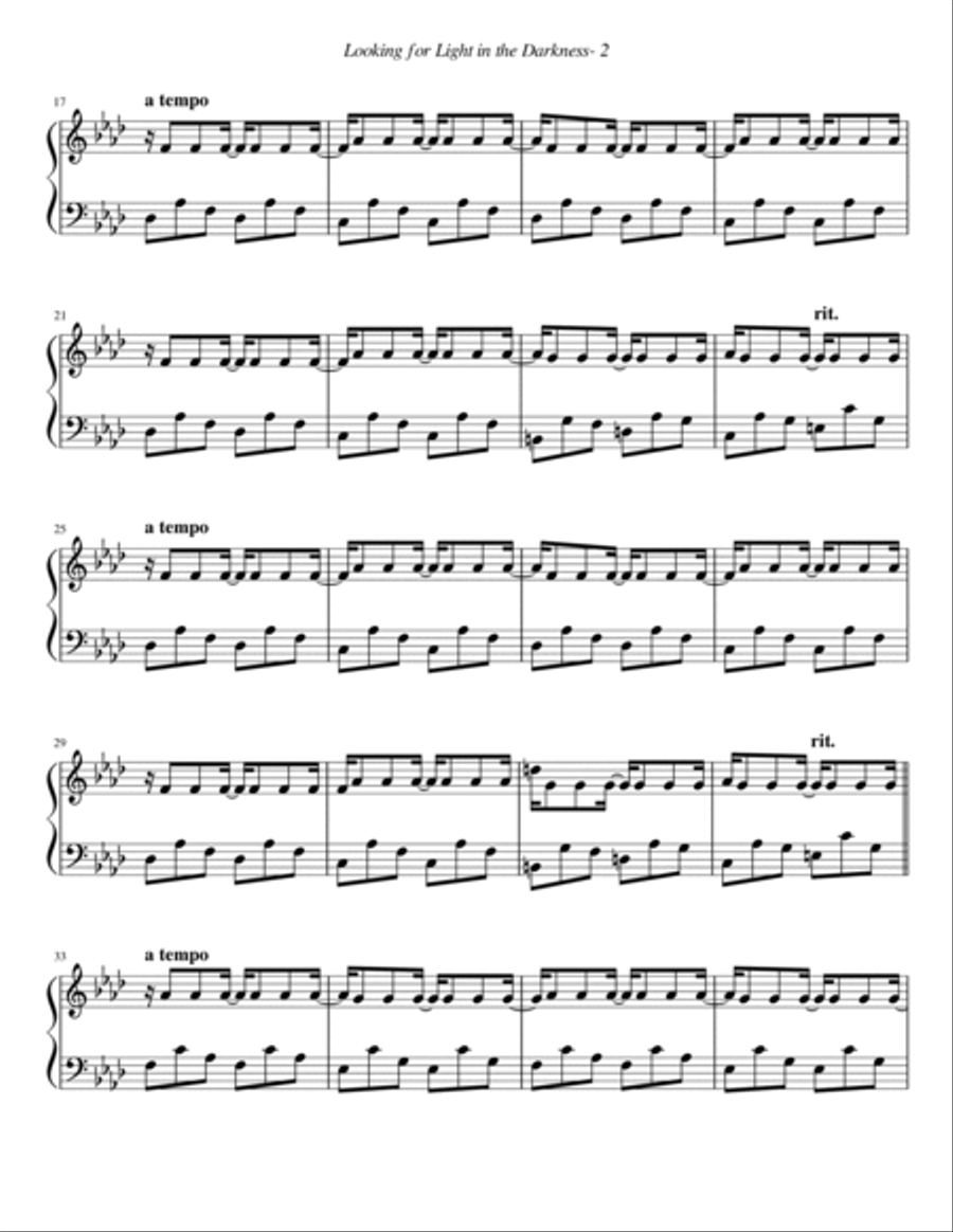 Looking for Light in the Darkness Piano Solo scores gallery preview page 2