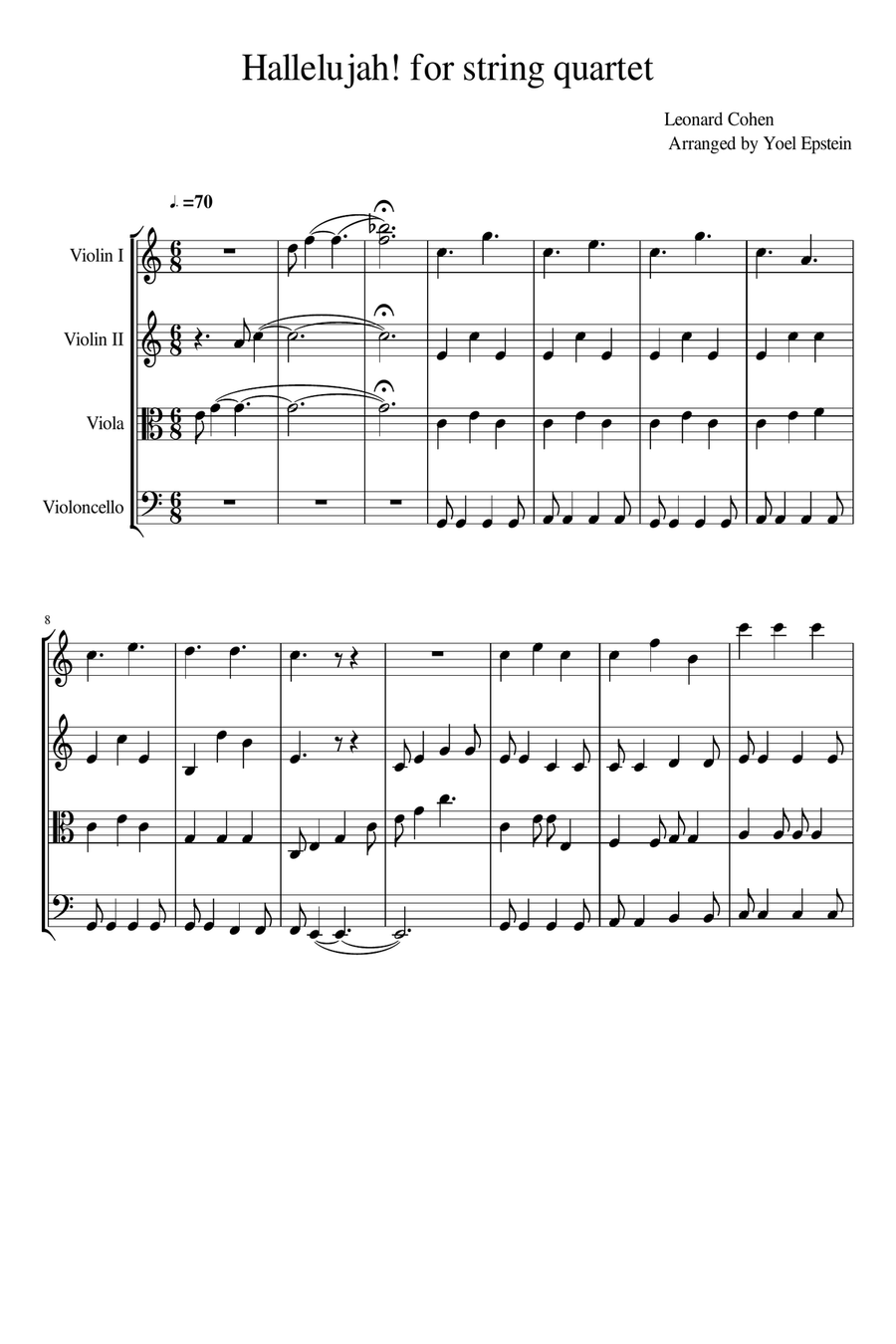 Hallelujah String Quartet scores gallery preview page 4