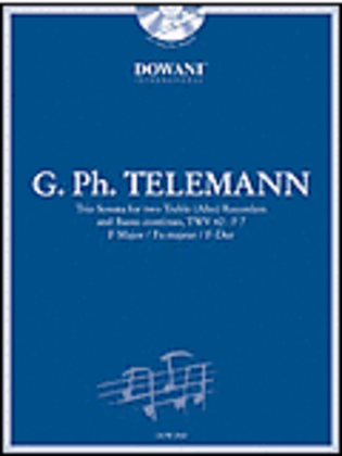 Book cover for Telemann: Trio Sonata in F Major for 2 Treble (Alto) Recorders and Basso Continuo TWV42:F7