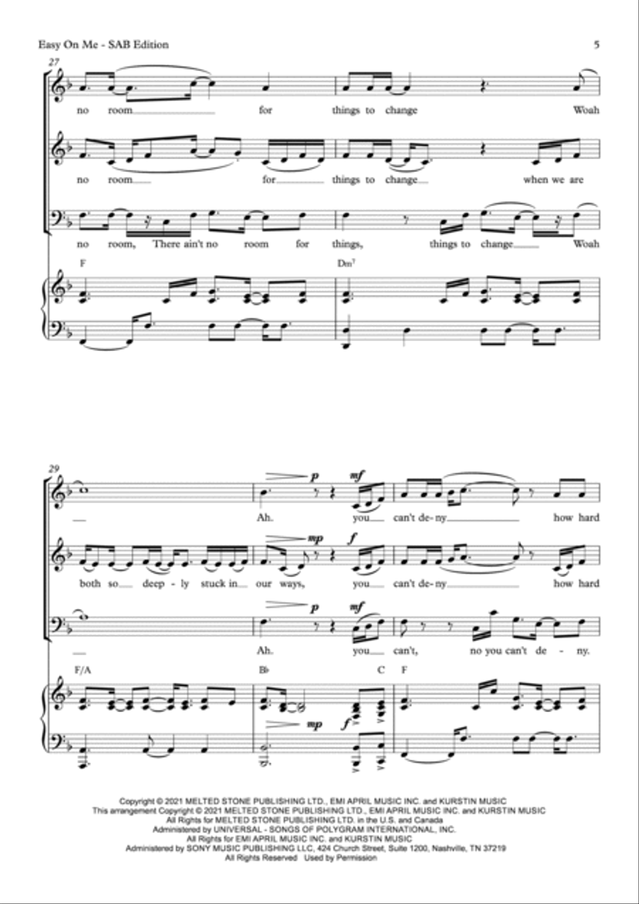 Easy On Me 3-Part scores gallery preview page 5