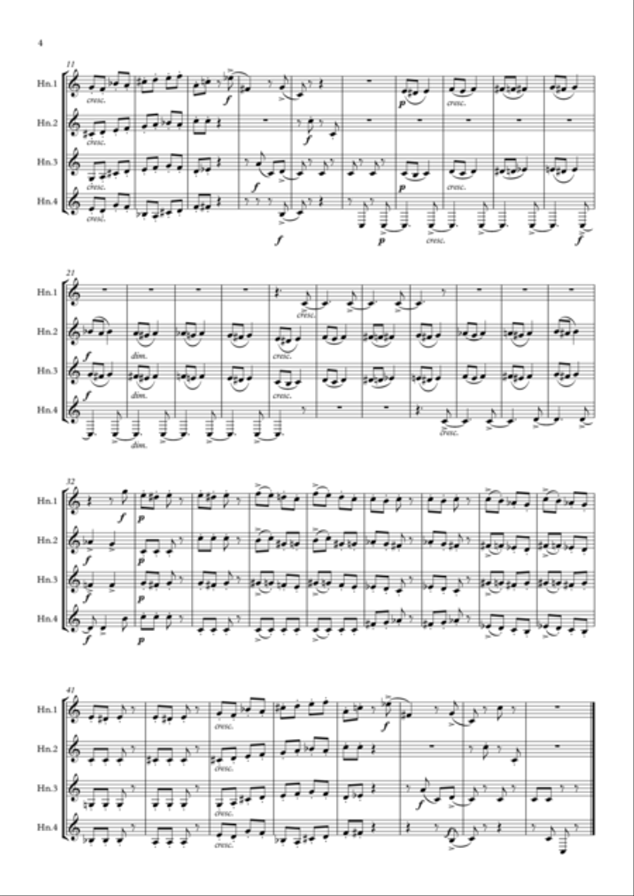 Tchaikovsky: 4 Pieces from Album for the Young Op.39 - horn quartet Brass Quartet scores gallery preview page 4