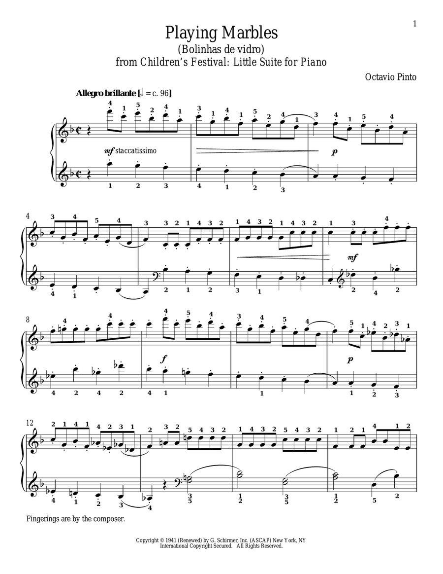 Playing Marbles Playing Marbles Piano Solo scores gallery preview page 1