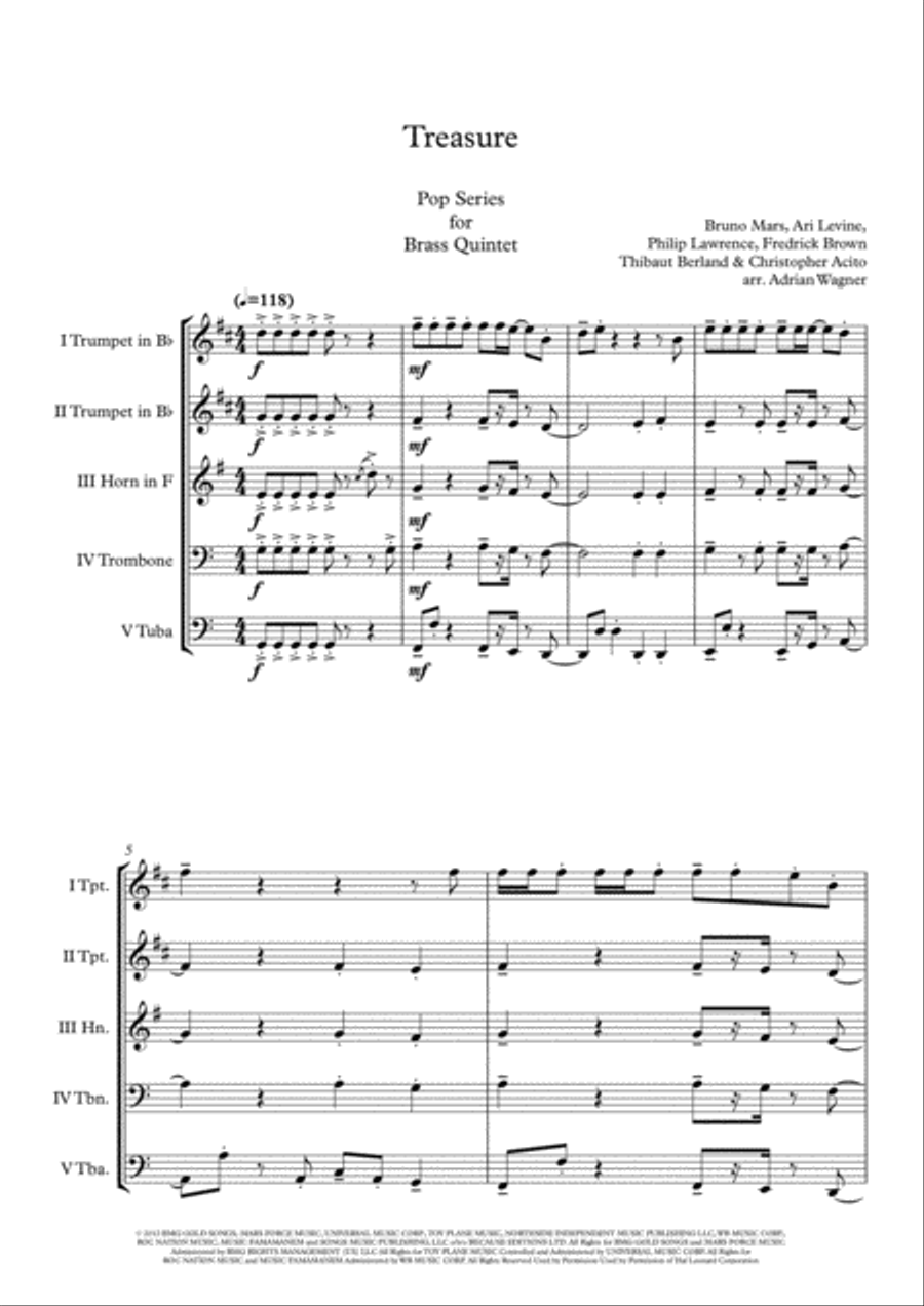Treasure Brass Quintet scores gallery preview page 3