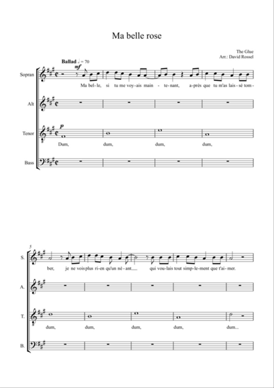 Ma belle Rose Ma belle Rose Choir scores gallery preview page 1
