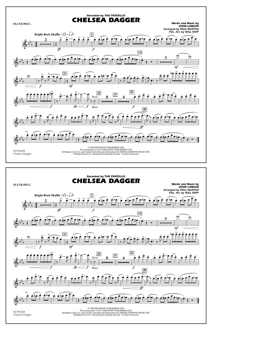 Chelsea Dagger - Flute/Piccolo Marching Band scores gallery preview page 1