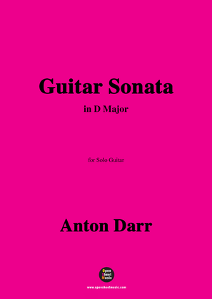 Book cover for Adam Darr-Guitar Sonata,in D Major,for Guitar