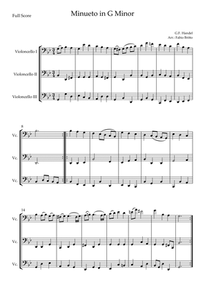 Minueto in G Minor (G.F. Handel) for Cello Trio