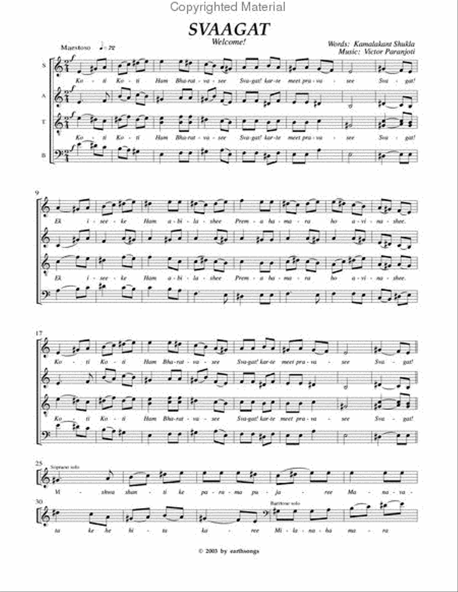 svaagat svaagat 4-Part scores gallery preview page 2