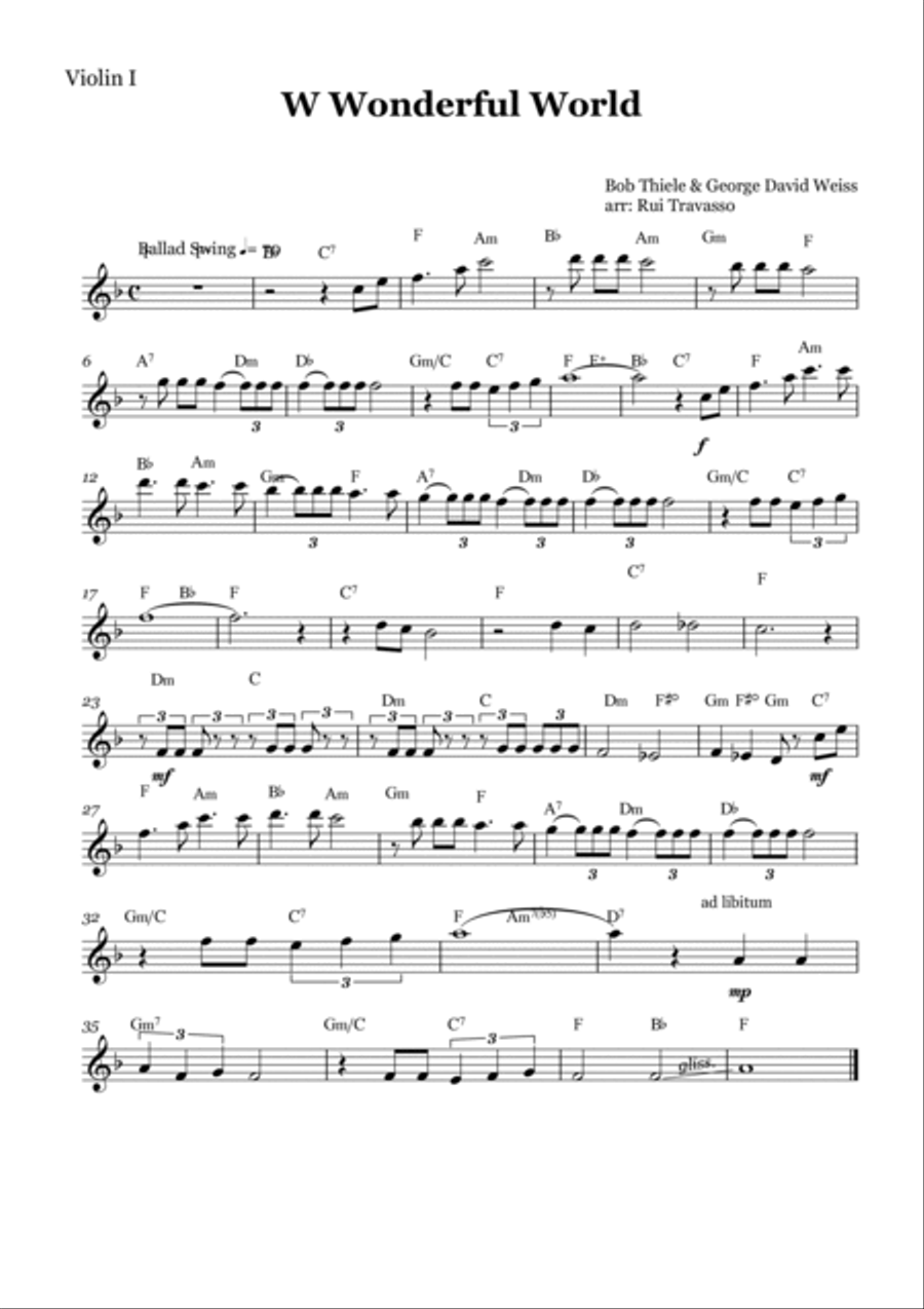What A Wonderful World What A Wonderful World String Quartet scores gallery preview page 3