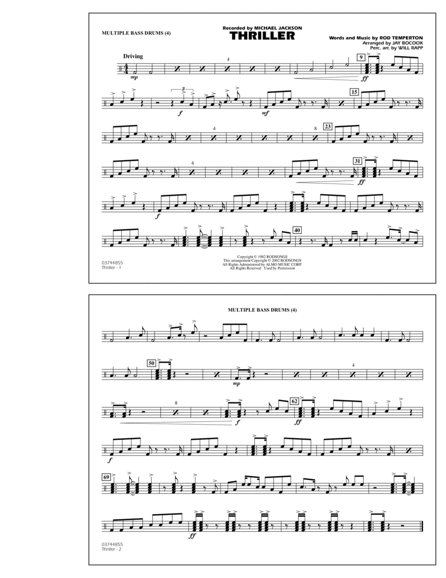 Thriller - Multiple Bass Drums Drums scores gallery preview page 1