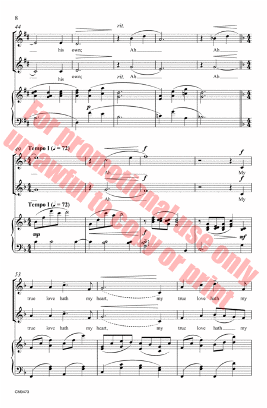 My True Love Hath My Heart SA scores gallery preview page 9