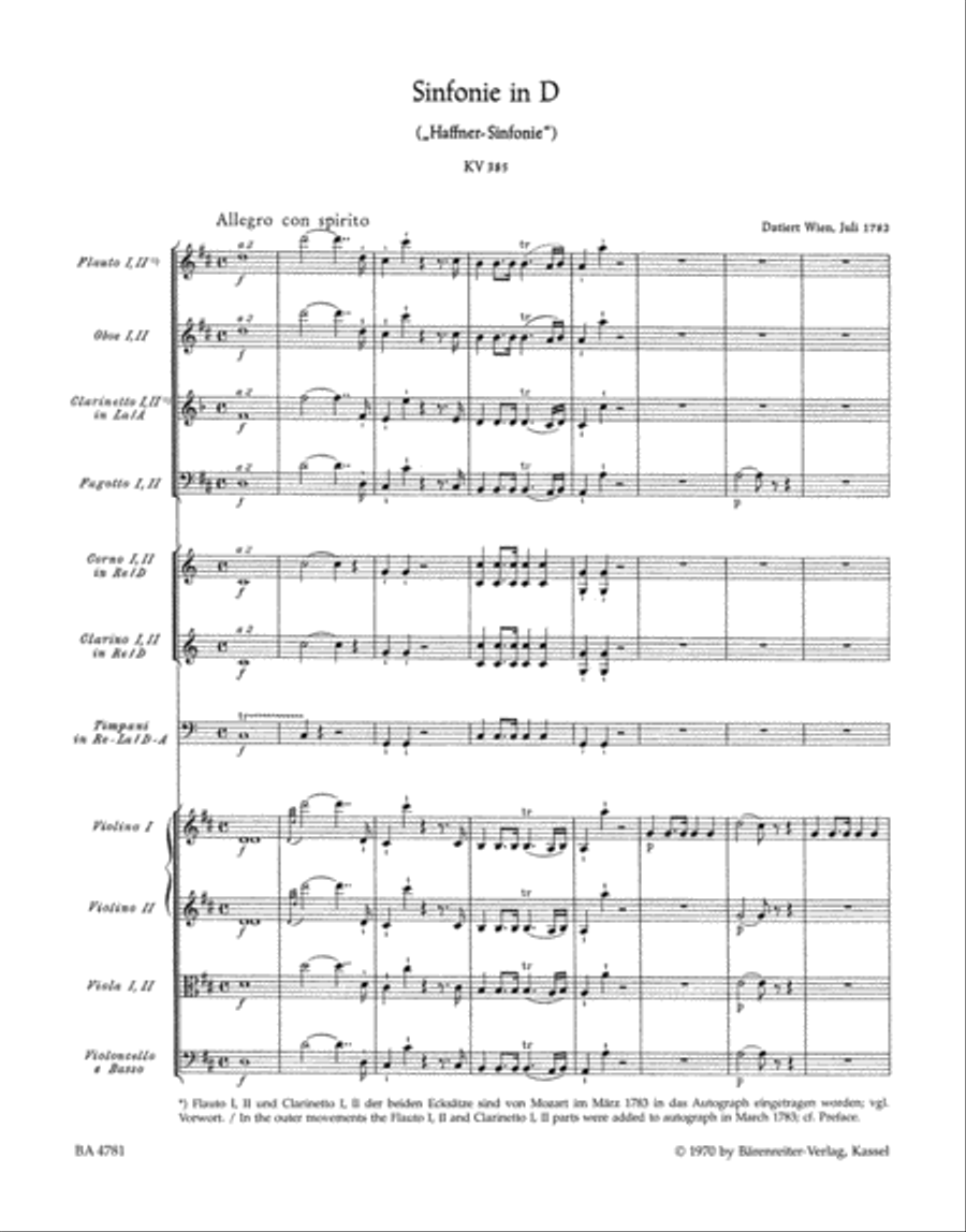 Symphony, No. 35 D major, KV 385 'Haffner Symphony' Orchestra scores gallery preview page 2