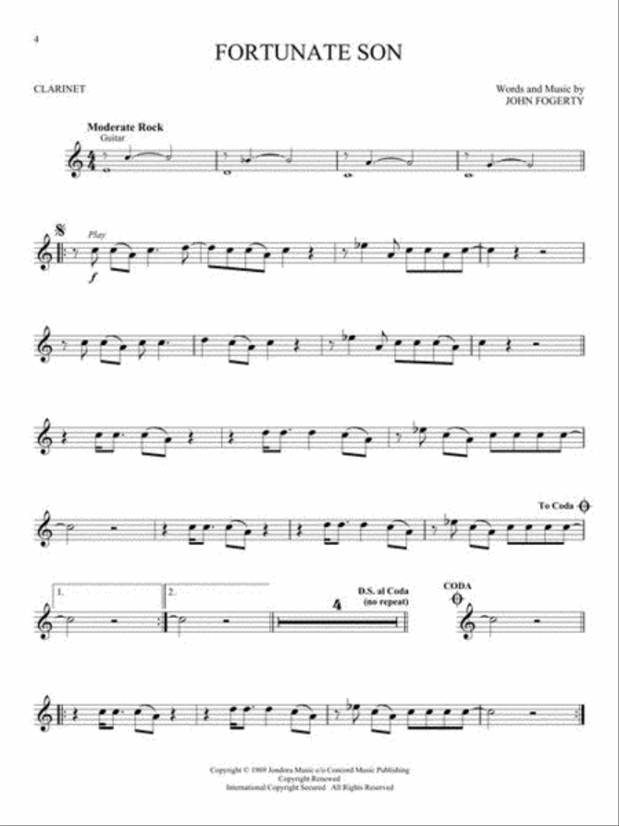Classic Rock Clarinet Solo scores gallery preview page 5