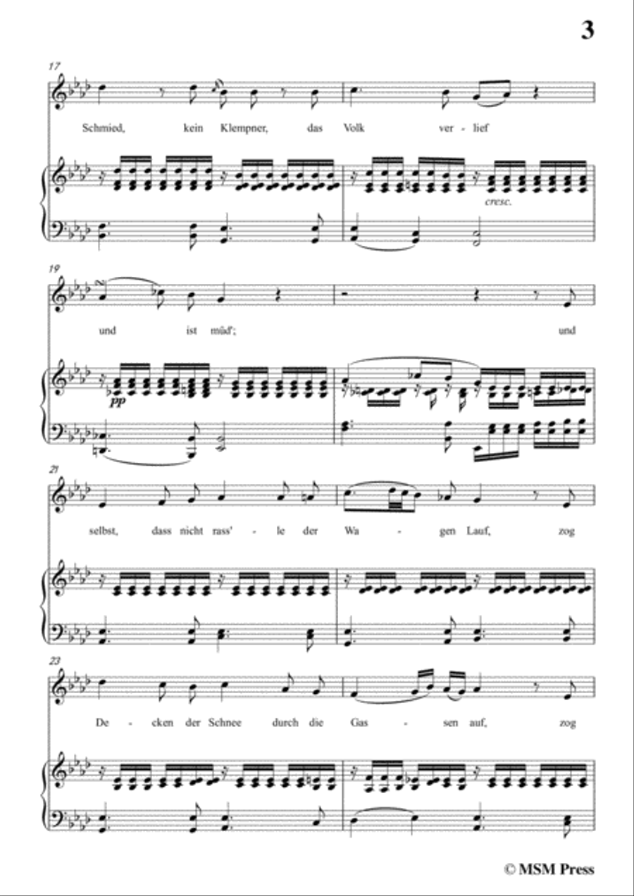 Schubert-Der Winterabend,in A flat Major,D.938,for Voice and Piano Voice Solo scores gallery preview page 5