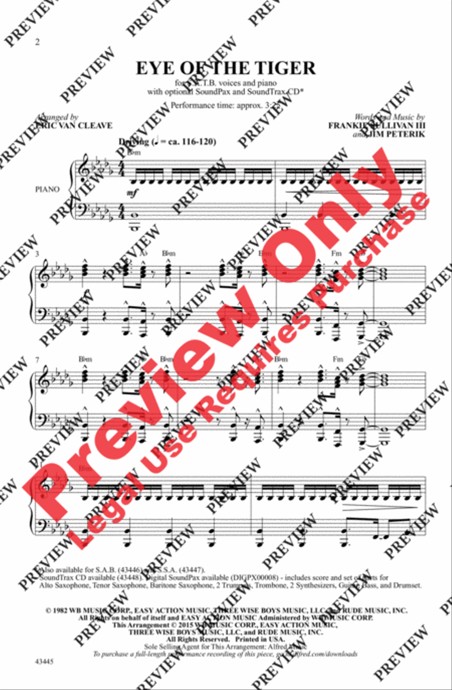 Eye of the Tiger 4-Part scores gallery preview page 2