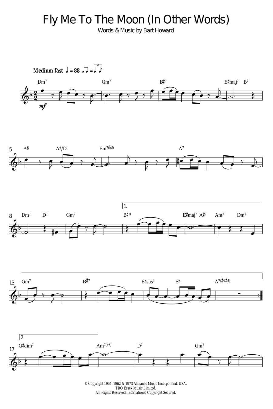 Fly Me To The Moon (In Other Words) Alto Saxophone scores gallery preview page 1