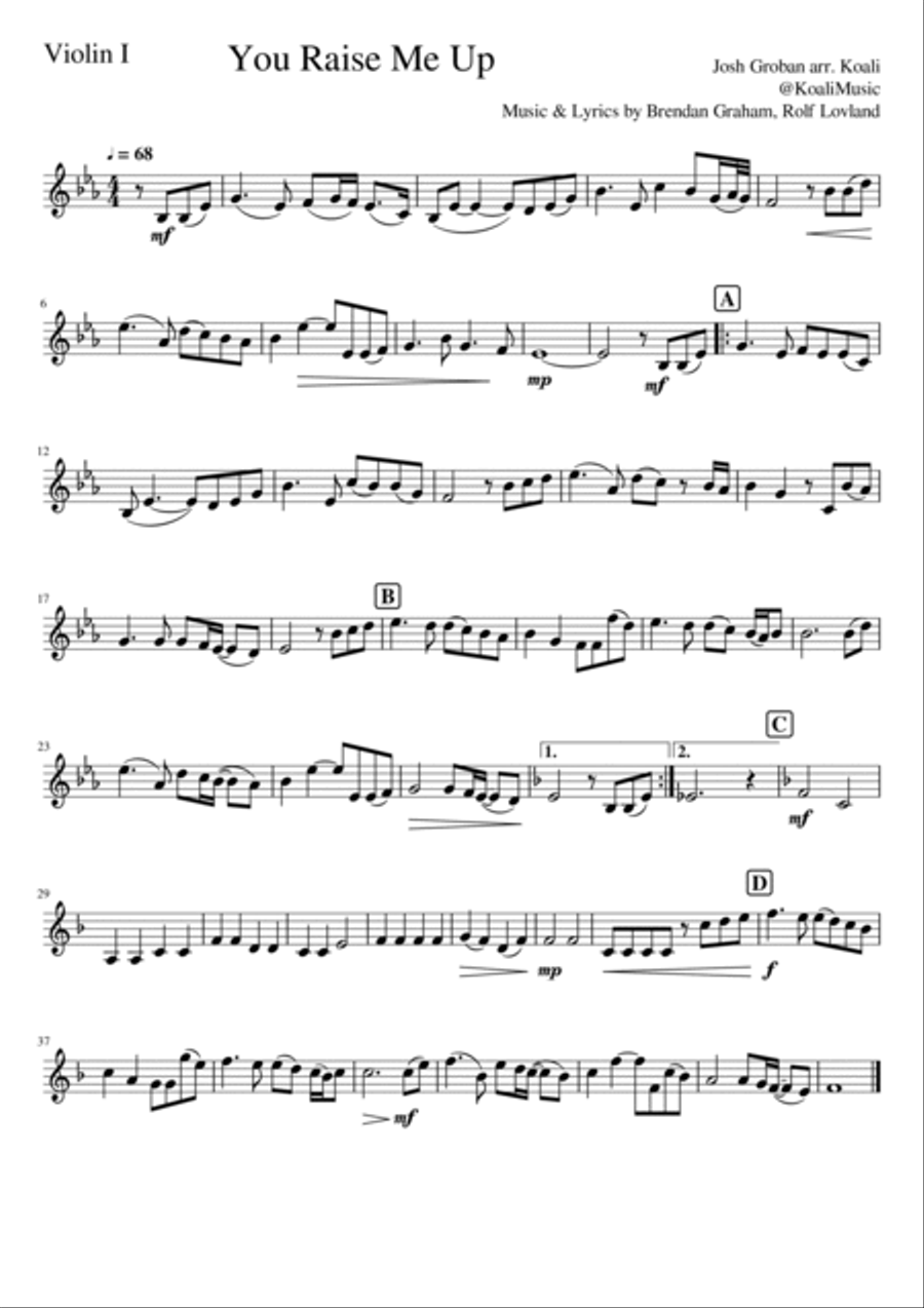 You Raise Me Up String Quartet scores gallery preview page 4