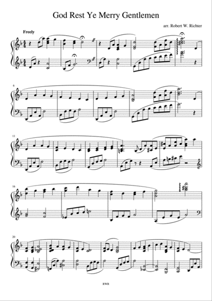 God Rest Ye Merry Gentlemen Piano Solo scores gallery preview page 1