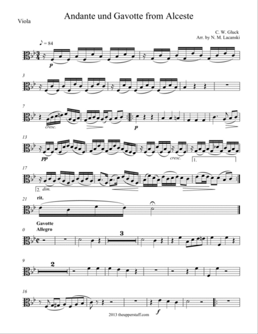 Andante and Gavotte from Alceste String Orchestra scores gallery preview page 5