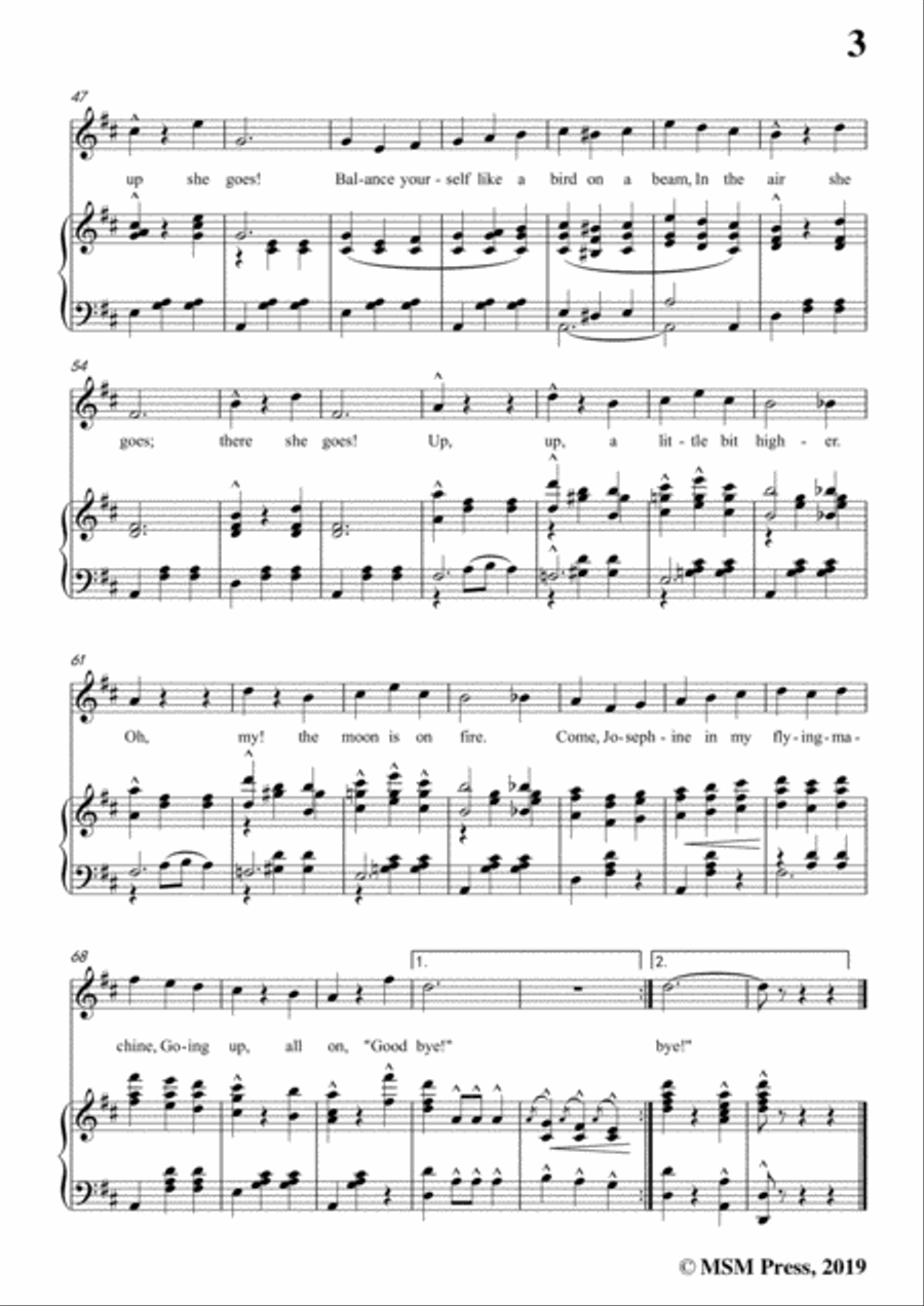 Fred Fisher-Come,Josephine,in My Flying Machine,in D Major,for Voice&Piano Voice scores gallery preview page 5