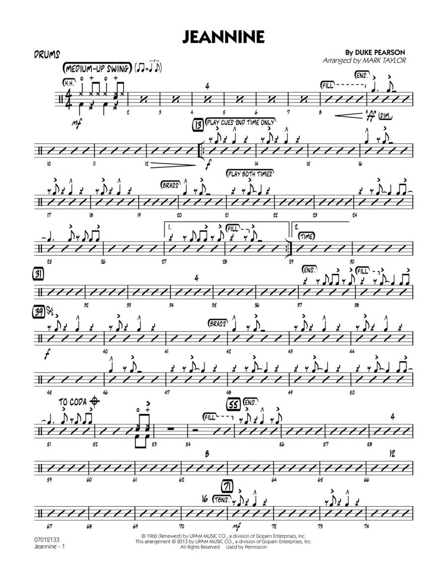 Jeannine - Drums Jazz Ensemble scores gallery preview page 1