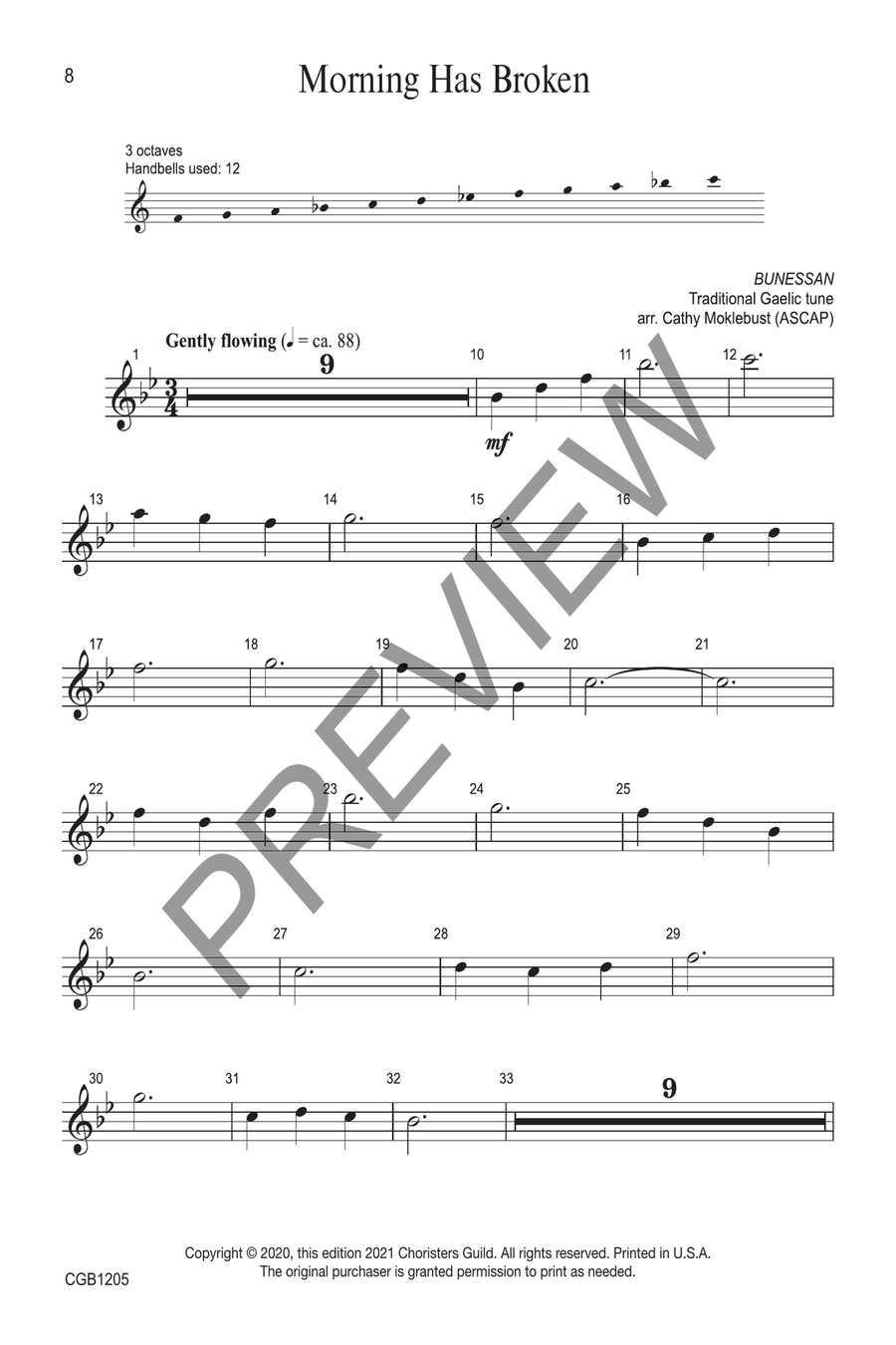 Sacred Solos for Bell Tree, Set 2: General Hymns Handbell Choir scores gallery preview page 5