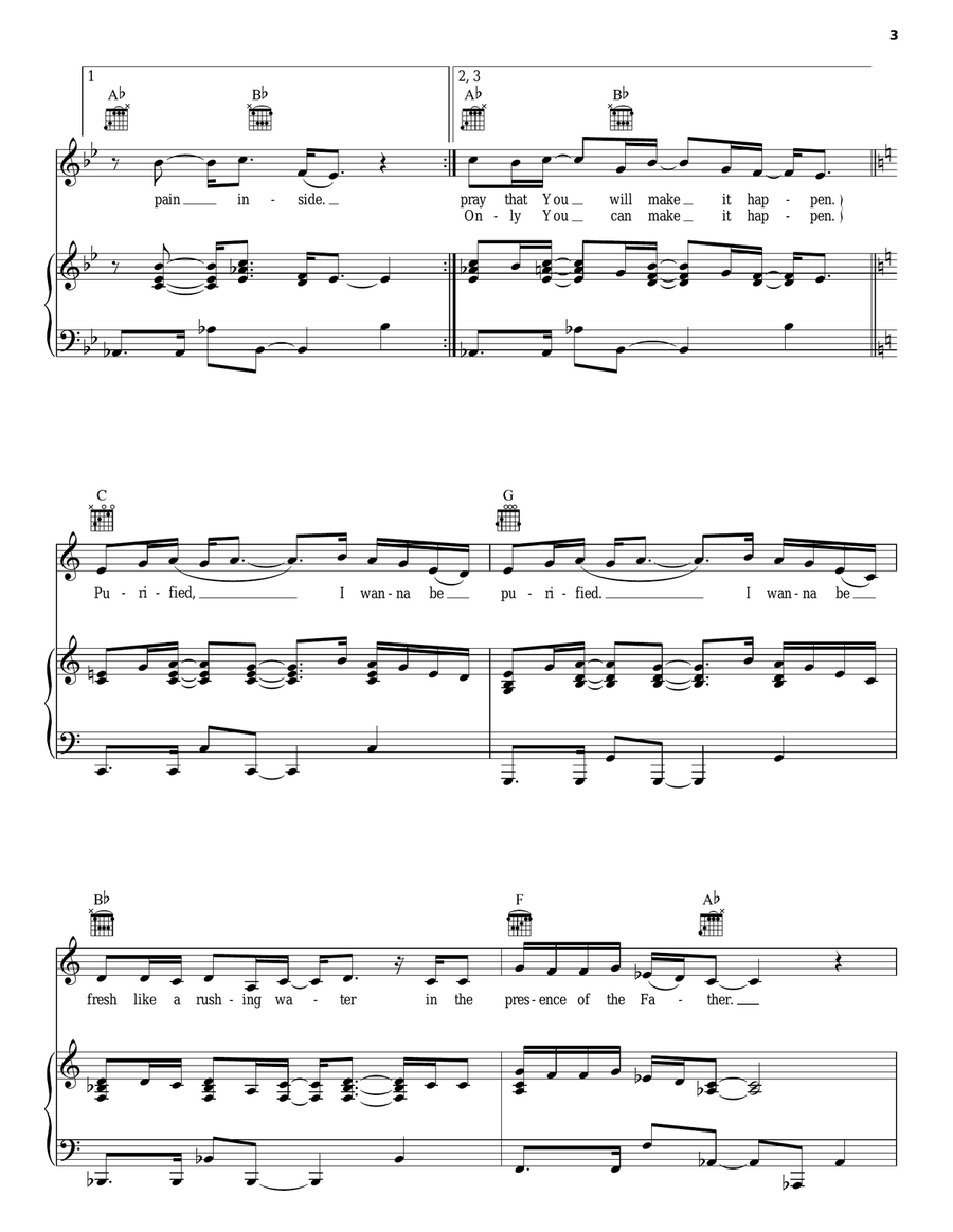 Purified Purified Piano, Vocal, Guitar scores gallery preview page 3