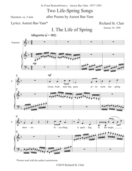 Two Life-Spring Songs for Coloratura Soprano and Piano image number null