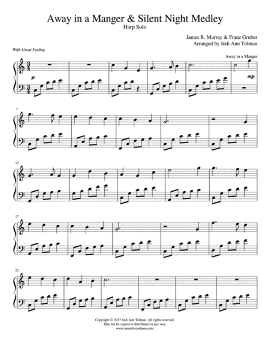 Away in a Manger & Silent Night Medley, Harp Solo