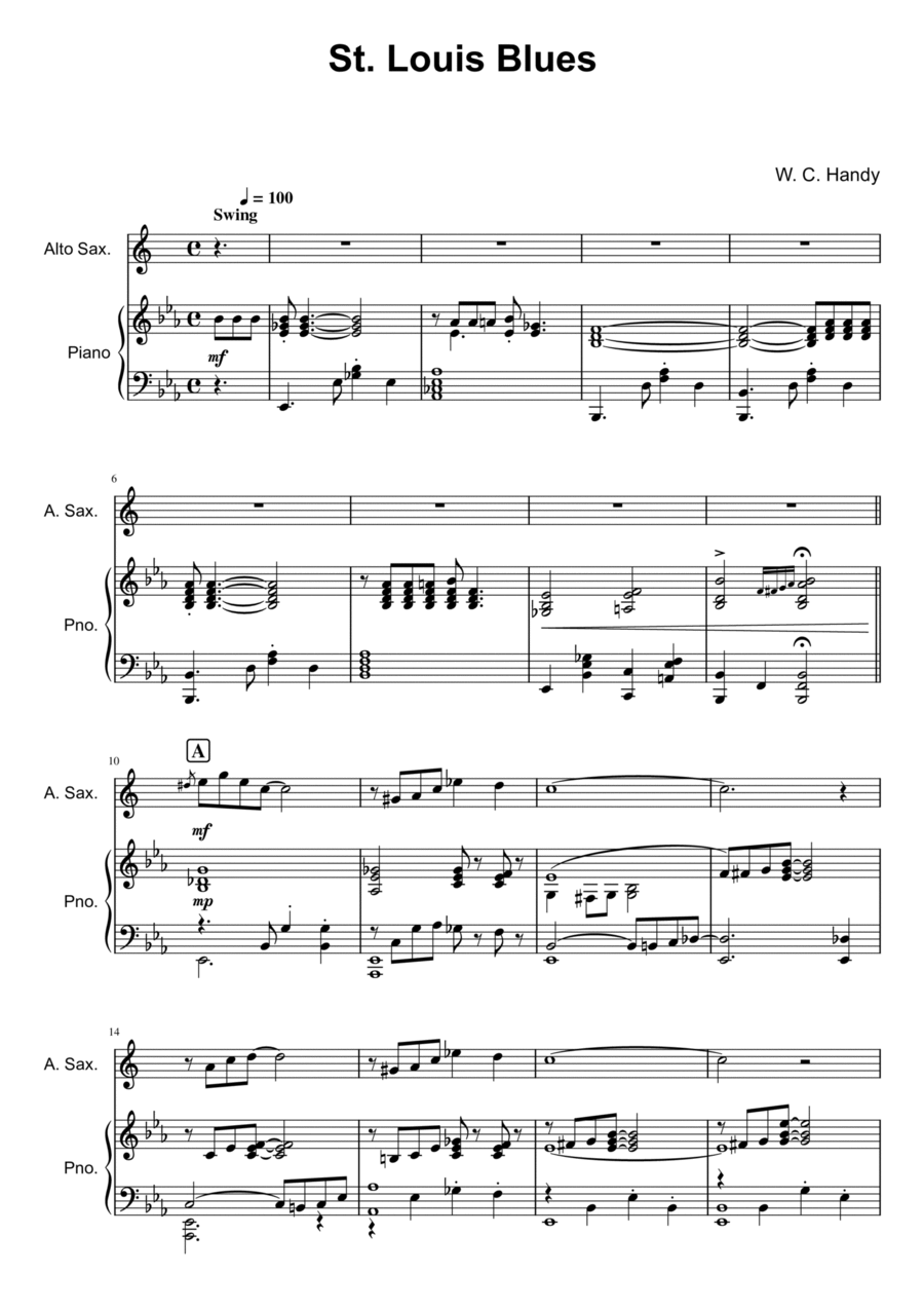 St. Louis Blues - Alto Saxophone St. Louis Blues - Alto Saxophone Alto Saxophone scores gallery preview page 1
