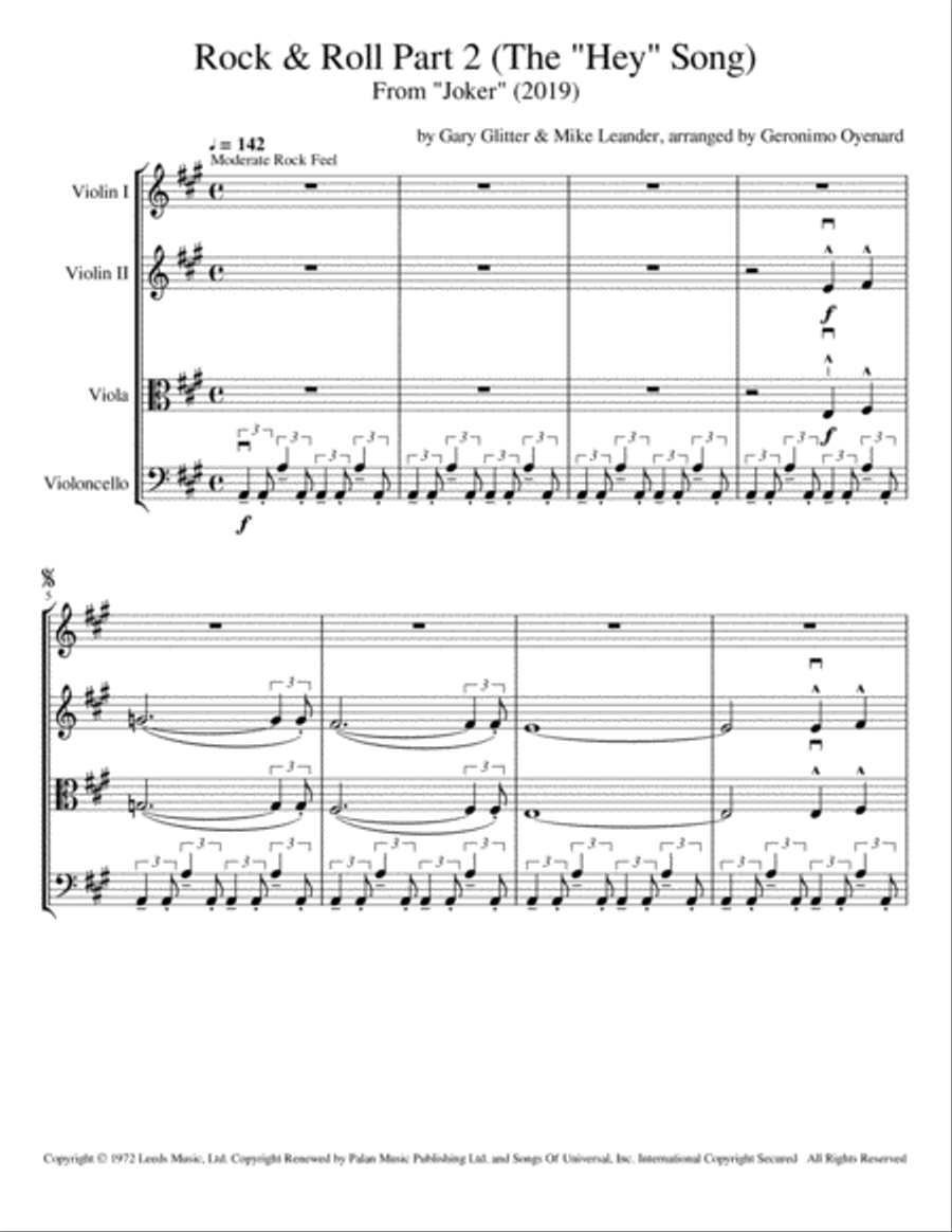 Rock & Roll - Part II (the Hey Song) String Quartet scores gallery preview page 3