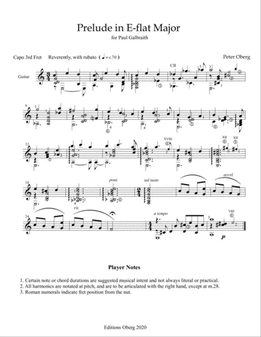Prelude in E-flat major for Paul Galbraith Electric Guitar scores gallery preview page 1