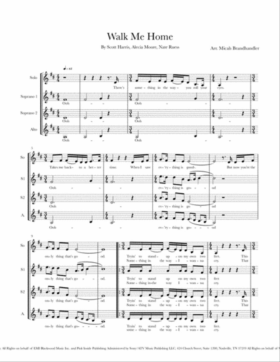 Walk Me Home SSA scores gallery preview page 1
