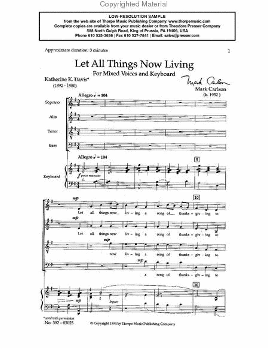 Let All Things Now Living 4-Part scores gallery preview page 2