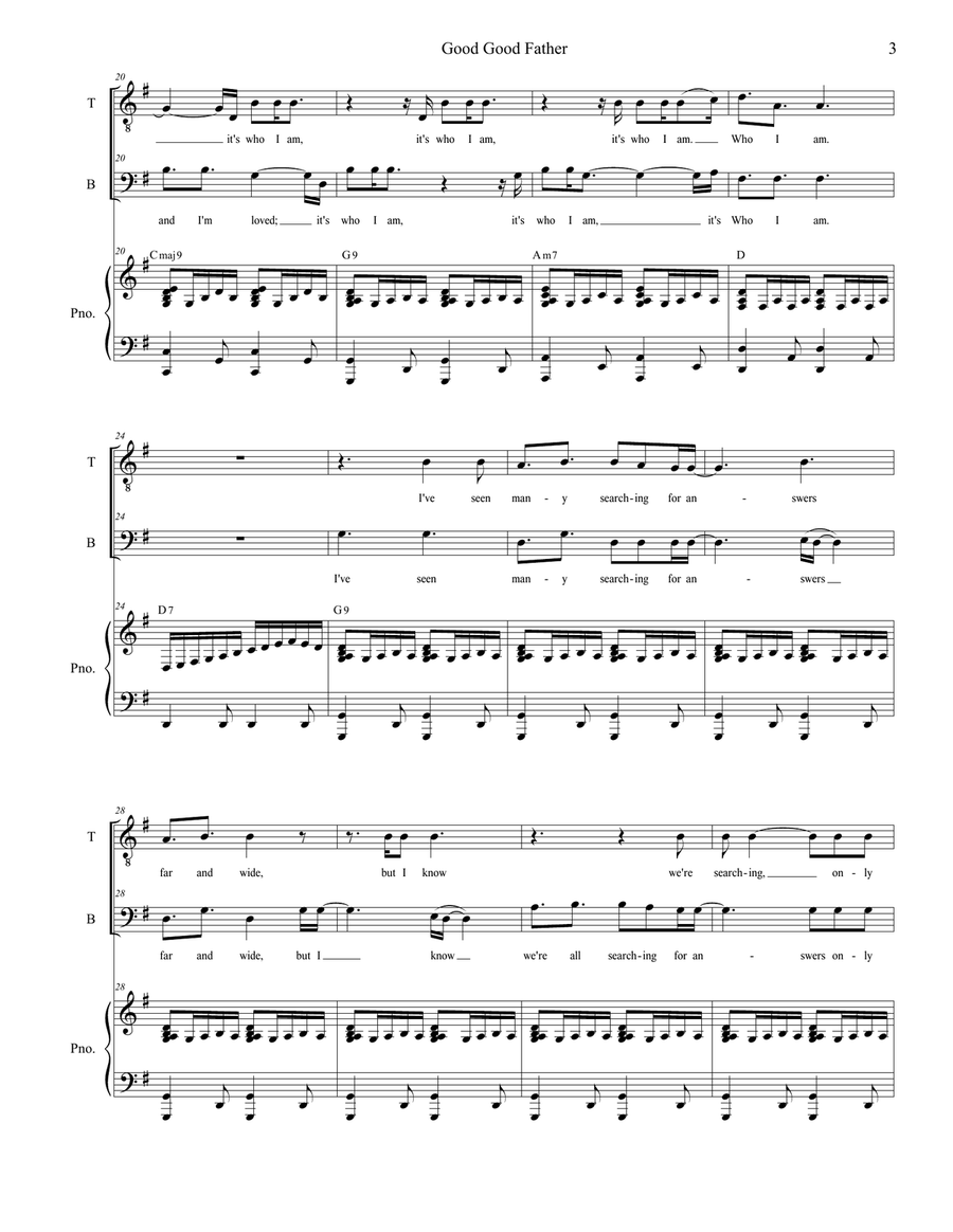 Good Good Father Vocal Duet scores gallery preview page 3