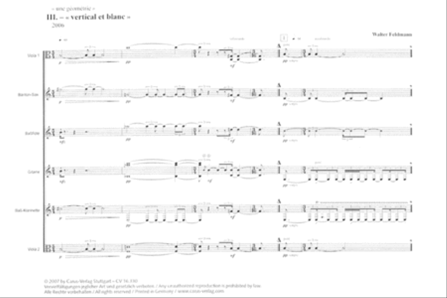 Une Geometrie, Nr. 3 - Vertical et Blanc Bass Clarinet scores gallery preview page 1