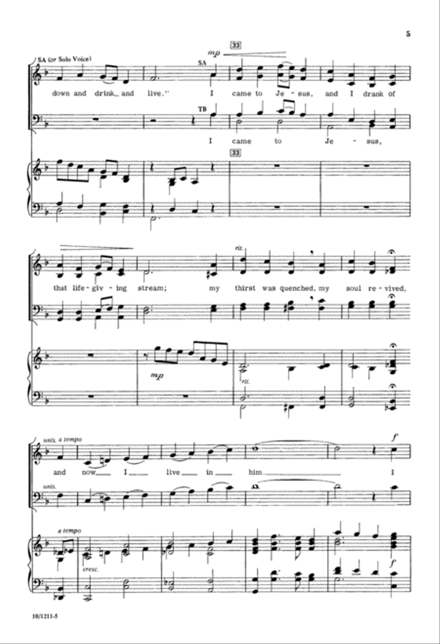 I Heard the Voice of Jesus Say 4-Part scores gallery preview page 5