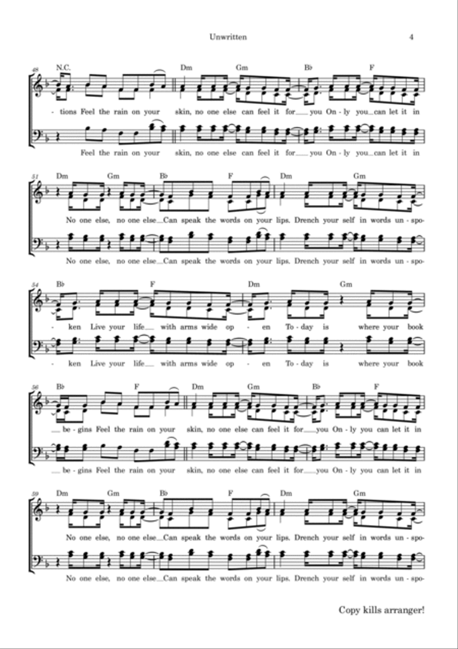 Unwritten 4-Part scores gallery preview page 4