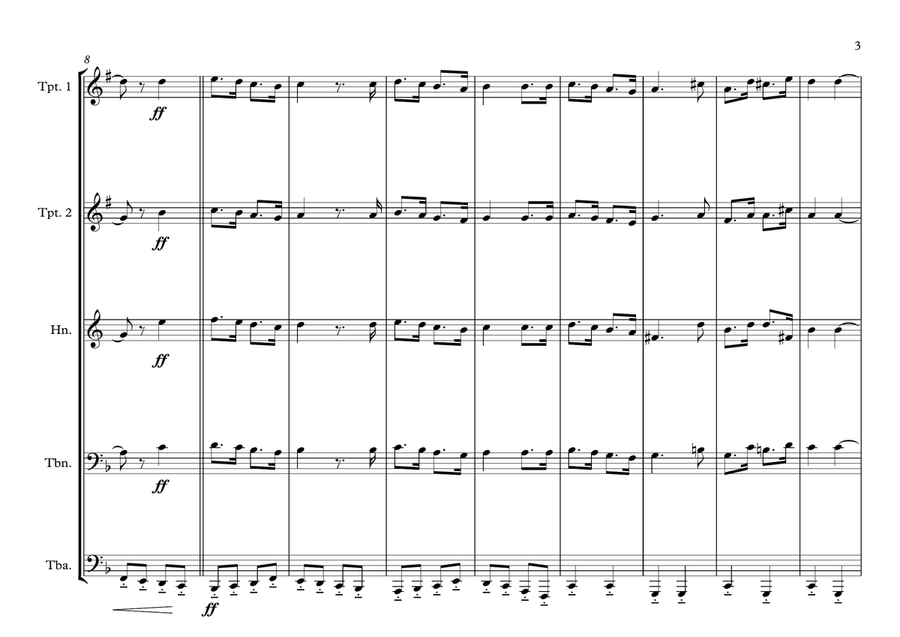 Gabonaise National Anthem (La Concord) for Brass Quintet Brass Quintet scores gallery preview page 3