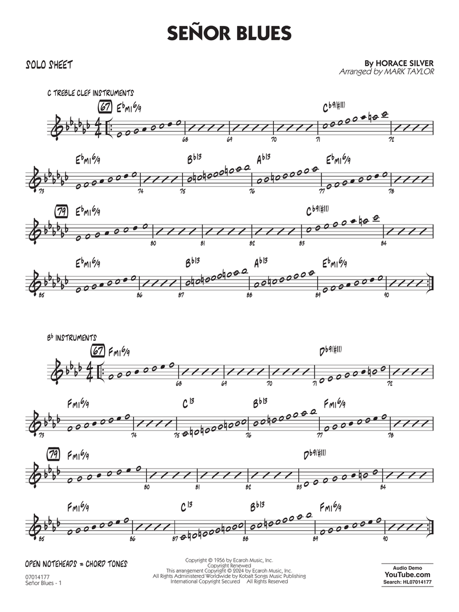 Señor Blues (arr. Mark Taylor) - Solo Sheet Jazz Ensemble scores gallery preview page 1