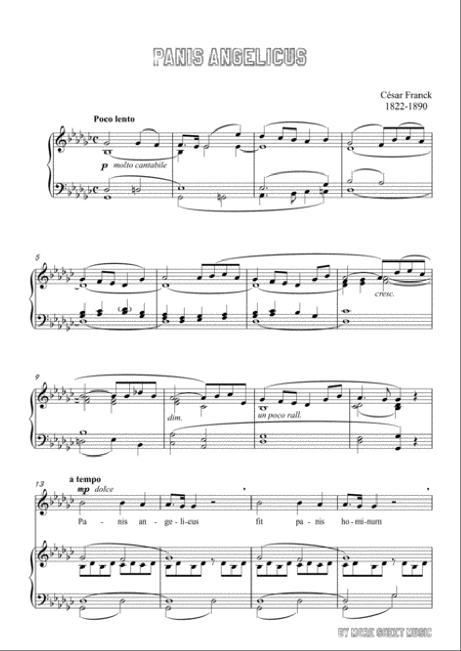 Franck-Panis angelicus in G flat Major,for voice and piano Voice Solo scores gallery preview page 3
