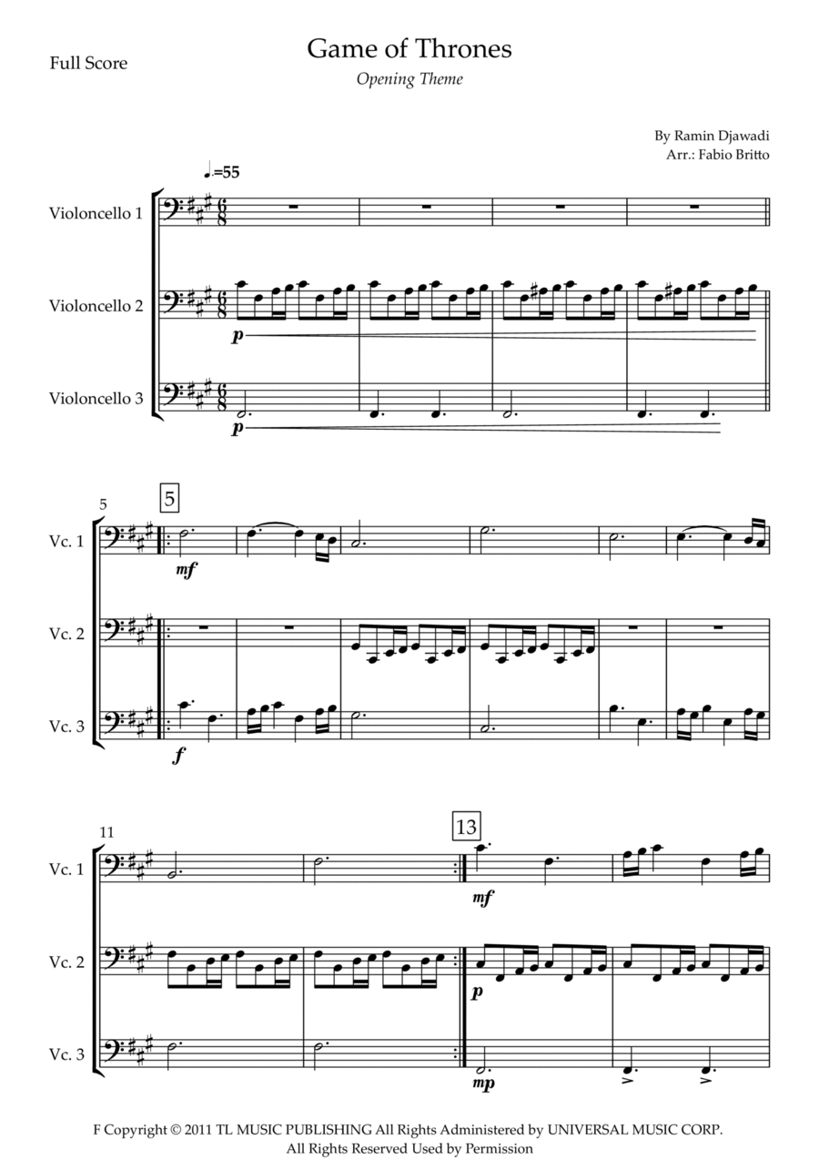 Game Of Thrones Game Of Thrones String Trio scores gallery preview page 1